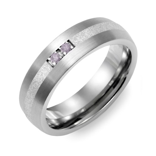Men's 2-Stone Dome Ring With Sandblasted Inlay
