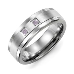 Men's 2-Stone Brushed Ring With Inlay