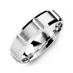 Men's Vertical Grooved Brushed Ring