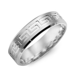 Men's Classic Greek Key Eternity Ring in 925 Sterling Silver