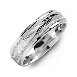 Men's Harvest Chevron Ring With Milgrain