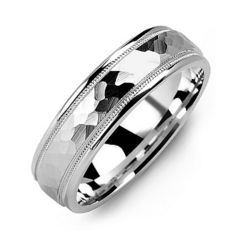Men's Hammered & Milgrain Ring