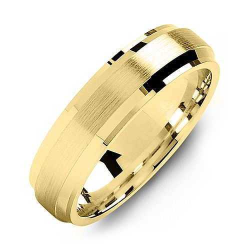 Men's Brushed Ring with Beveled Edges