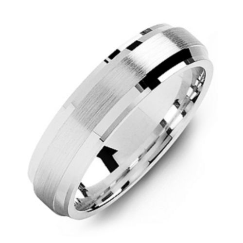 Sterling Silver Men's Brushed Ring with Beveled Edges | Jewlr