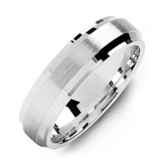 Men's Brushed Ring with Beveled Edges – Sterling Silver