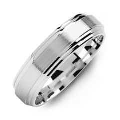 Men's Classic Brushed Ring with Stepped Edges – Sterling Silver