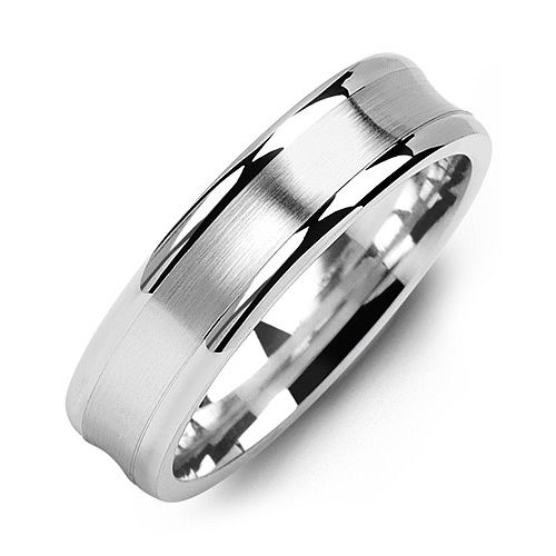 Men's Brushed & Polished Contour Ring – Sterling Silver