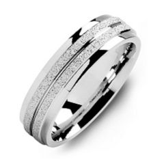 Men's Laser Texture & Polished Ring – Sterling Silver