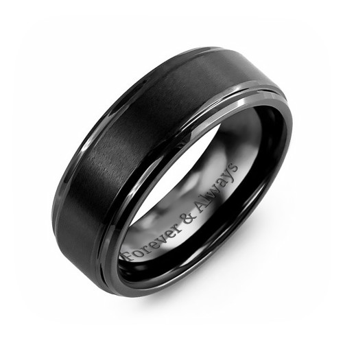 Men's Brushed Ceramic Ring with Beveled Edges – Ceramic