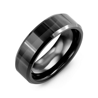 Polished & Beveled Black Ceramic Ring