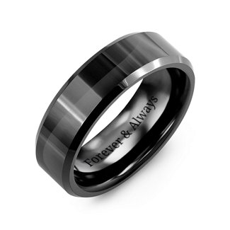 Men's Polished & Beveled Black Ceramic Ring