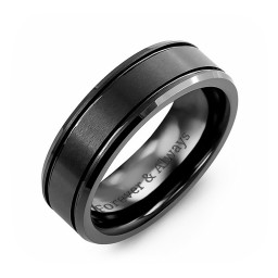 Men's Hammered Black Ceramic Ring