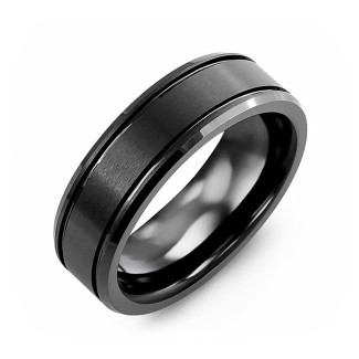 Men's Hammered Black Ceramic Ring