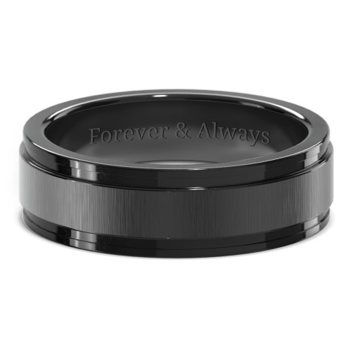 Men's Brushed Black Ceramic Ring with Beveled Edges – Ceramic