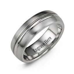 Men's Brushed Cobalt Ring with Polished Band