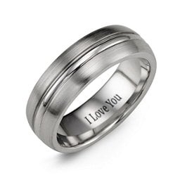 Men's Brushed Cobalt Ring with Polished Band