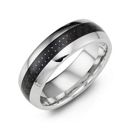 Men's Polished Cobalt Ring with Black Ceramic Inlay