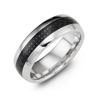 Polished Cobalt Ring with Black Ceramic Inlay