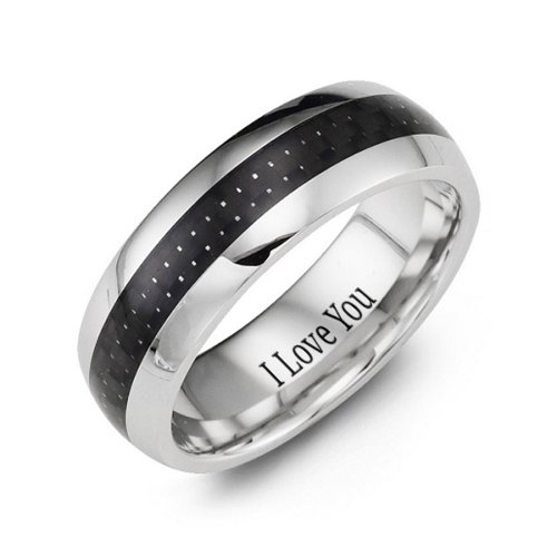 Men's Polished Cobalt Ring with Black Ceramic Inlay – Cobalt