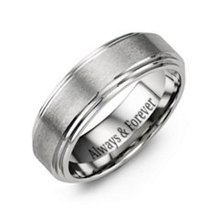 Men's Brushed Cobalt Ring with Stepped Edges