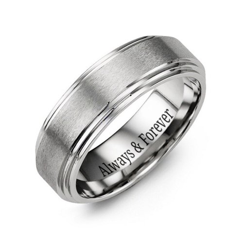Men's Brushed Cobalt Ring with Stepped Edges – Cobalt