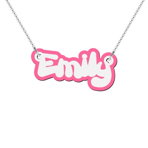 Kids Personalized 2 Color Acrylic Name Necklace