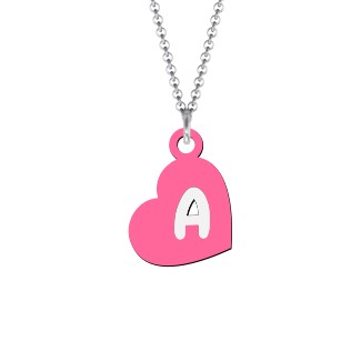 Kids Personalized Initial Heart Necklace in 2 Color Acrylic