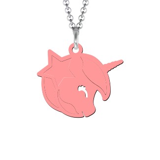 Kids Engraved 2 Color Acrylic Unicorn Necklace with Star