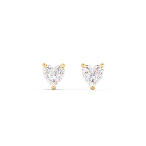 Kids Heart Birthstone Stud Earrings – 10K Yellow Gold with Diamond