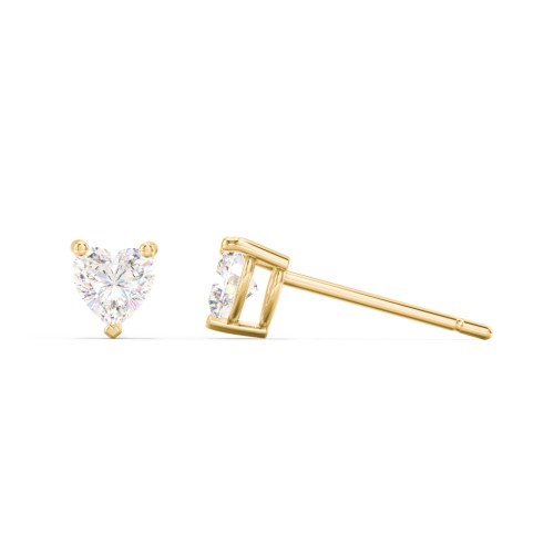 Kids Heart Birthstone Stud Earrings – 10K Yellow Gold with Diamond