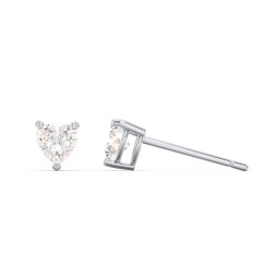 Kids Heart Birthstone Stud Earrings in 925 Sterling Silver with Diamond