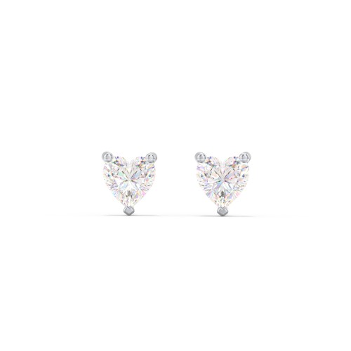 Kids Heart Birthstone Stud Earrings – Sterling Silver with Diamond