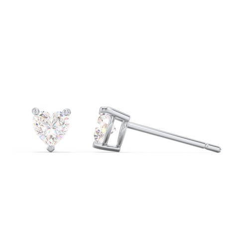 Kids Heart Birthstone Stud Earrings – Sterling Silver with Diamond