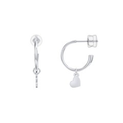 Sterling Silver Kids Small Open Hoop Earrings with Removable Heart Charm |  Jewlr