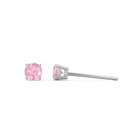 Kids Classic Birthstone Stud Earrings – Sterling Silver with Pink Tourmaline