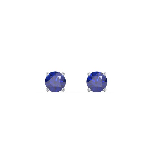 Kids Classic Birthstone Stud Earrings – Sterling Silver with Blue Sapphire