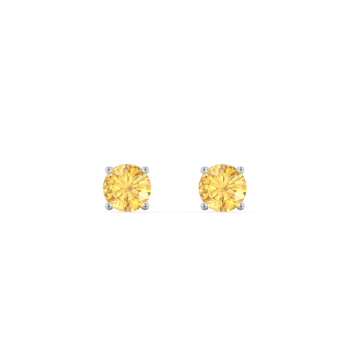 Kids Classic Birthstone Stud Earrings – Sterling Silver with Citrine