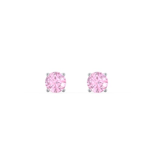 Kids Classic Birthstone Stud Earrings – Sterling Silver with Pink Tourmaline