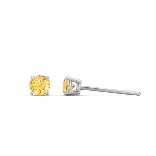 Kids Classic Birthstone Stud Earrings – Sterling Silver with Citrine