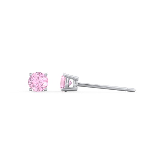 Kids Classic Birthstone Stud Earrings – Sterling Silver with Pink Tourmaline