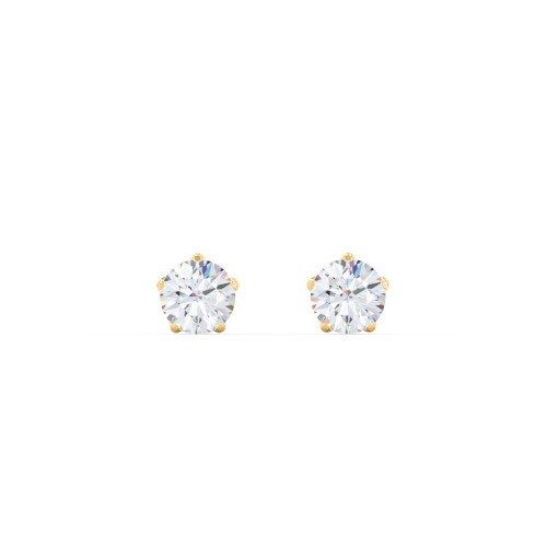 Kids 5 Prong Birthstone Stud Earrings – 10K Yellow Gold with Diamond