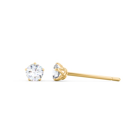 Kids 5 Prong Birthstone Stud Earrings – 10K Yellow Gold with Diamond