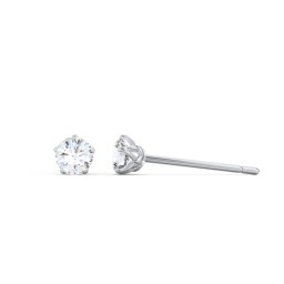 Kids 5 Prong Birthstone Stud Earrings in 925 Sterling Silver with Diamond