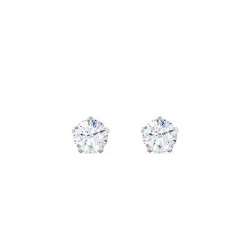 Kids 5 Prong Birthstone Stud Earrings – Sterling Silver with Diamond