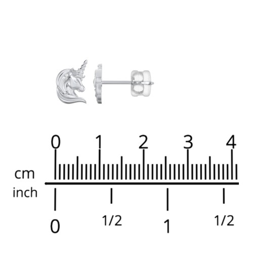 Kids Unicorn Stud Earrings – 10K White Gold