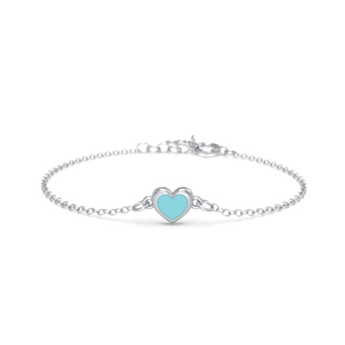 Kids and Baby Heart Bracelet with Blue Cold Enamel
