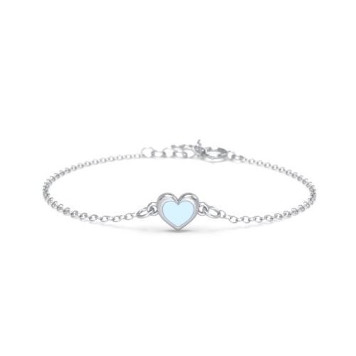 Kids and Baby Heart Bracelet with Light Blue Cold Enamel