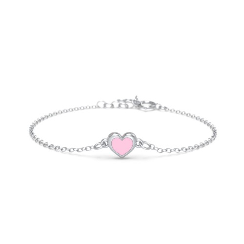 Kids and Baby Heart Bracelet with Pink Cold Enamel