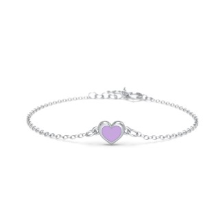 Kids and Baby Heart Bracelet with Purple Cold Enamel