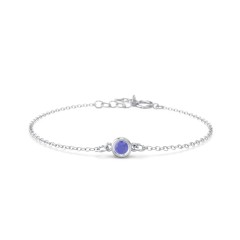 Kids and Baby Bezel Set Birthstone Bracelet – 10K Rose Gold with Blue Sapphire